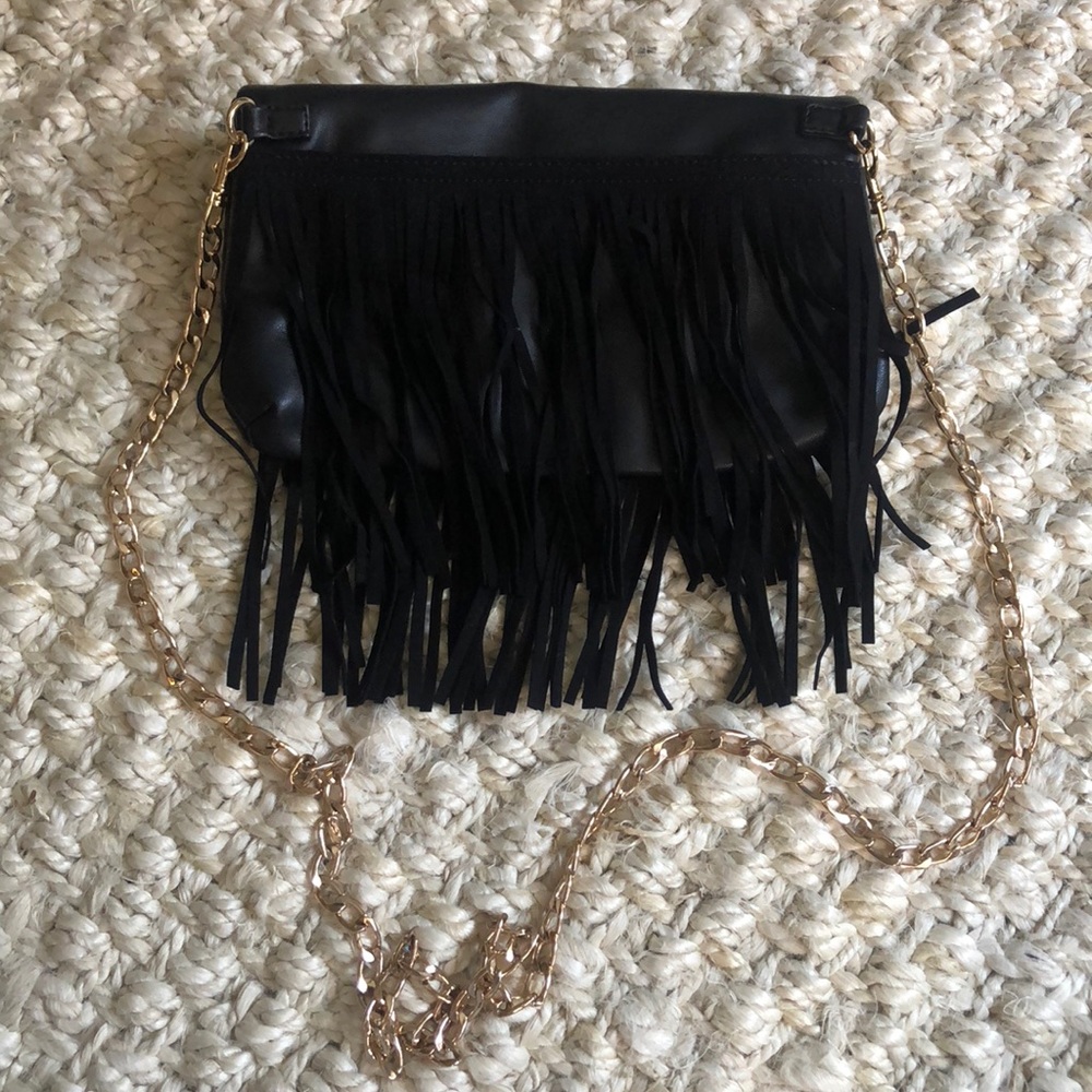 Black fringe bag